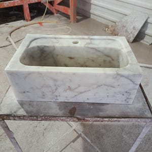 Calacatta Viola Marble Sink Wall Mount Marble Sink Marble Bathroom Sink Powder Room Sink Custom Vanity Top Natural Stone Marble Sink