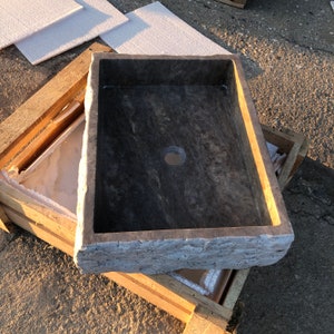 Travertine Sink - Rustic Design - 100% Natural Stone - Handcrafted - Custom Sink - Chiseled Sink - Rustic Sink - Bathroom Handmade Design