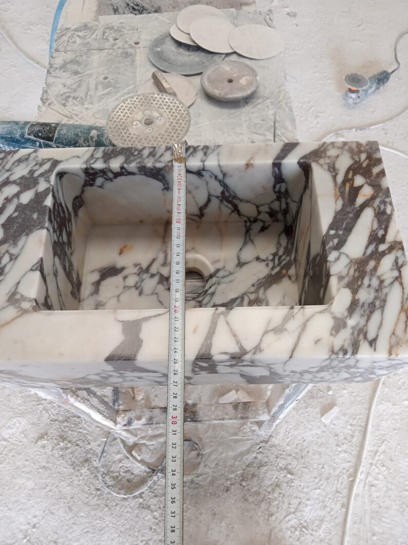 Elegant Bathroom Sink Wall Mount Marble Sink Marble Bathroom Sink Powder Room Sink Top Natural Stone Calacatta Marble Sink Custom Vanity