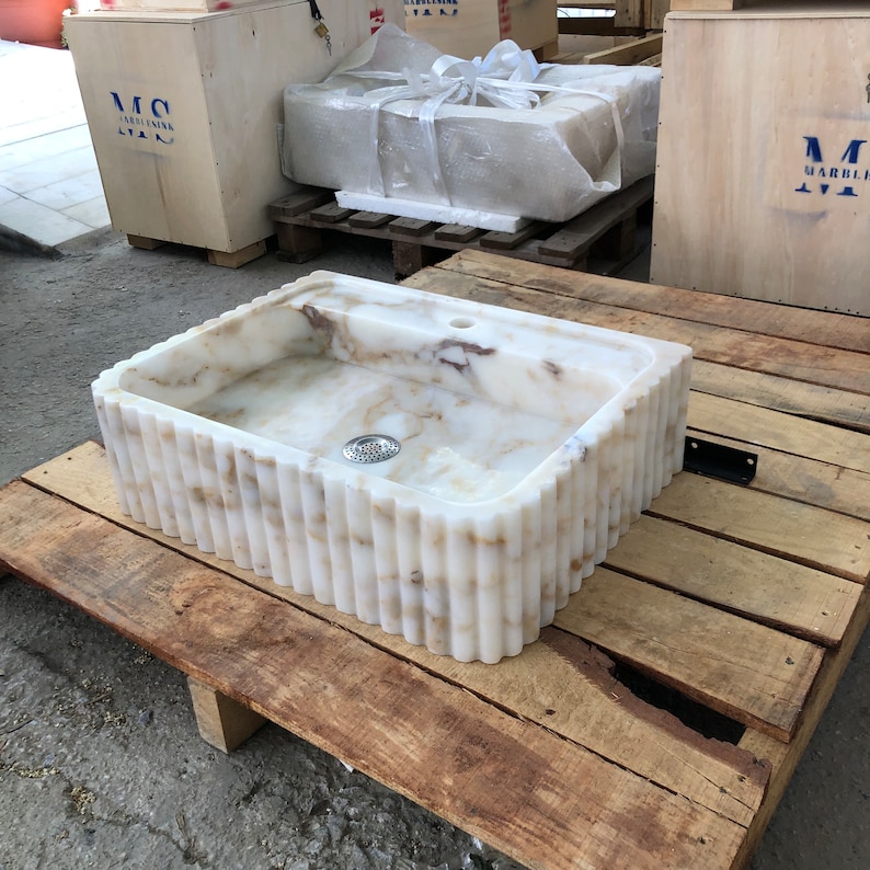 River Stone Vessel Sinks, Bathroom Art, Stone Sinks, Stone Sinks, Bathroom Sinks, Natural Sinks, Calacatta Sinks, Vanity Wash Basins Calacatta Marble Stone Sink Bathroom Vanity Modern Sink