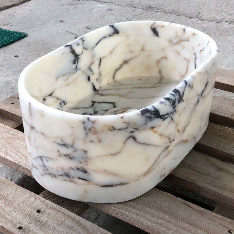 Calacatta Viola Marble Sink, for Bathroom Washbasin, Wall Mount Sink, Farmhouse Sink, Powder Room Sink, Stone Sink for Bathroom Vanity zdjęcie 2