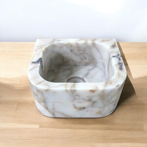 Calacatta Gold Marble Sink, Wall Mounted Marble Sink, Bathroom Wash Basin, Kitchen Sink, Powder Room Marble Sink