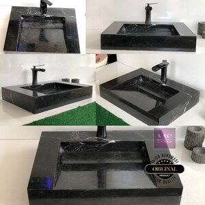Nero marguina Marble for Bathroom Sink Black Marble Sink Wall Mount Marble Sink  Custom Vanity Top Custom Marble Sink Powder Room Sink