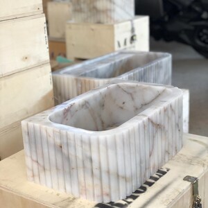 Elegant Bathroom Sink Wall Mount Marble Sink Marble Bathroom Sink Powder Room Sink Top Natural Stone Calacatta Marble Sink Custom Vanity