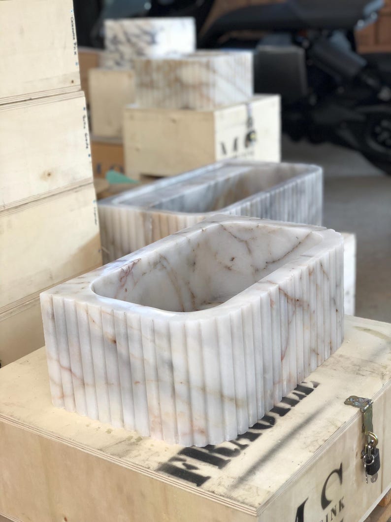 Elegant Bathroom Sink Wall Mount Marble Sink Marble Bathroom Sink Powder Room Sink Top Natural Stone Calacatta Marble Sink Custom Vanity