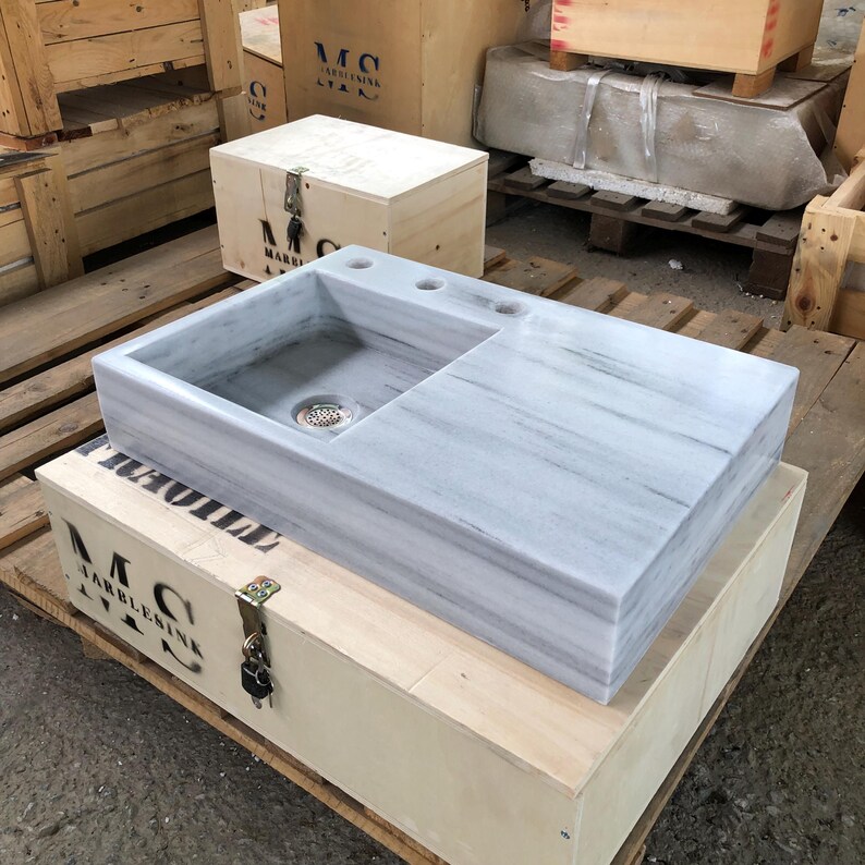 Luxury Lilac Marble Sink, Handcrafted for Bathrooms & Kitchens, Natural Stone Vanity, Unique Modern Design, Countertop - Wall Mount Options