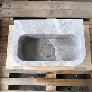 Custom Marble Sink Wall Mounted or Vanity Top Bathroom Sink Hand-Carved Natural Stone Powder Room Sink Emperador Marble  Custom Vanity