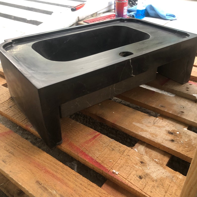 Black Marble Sink, Stone Sink, Hand Carved Sink, Marble Sink, Round Corner, Wall Sink, Special Order Sink, Sink Vanity