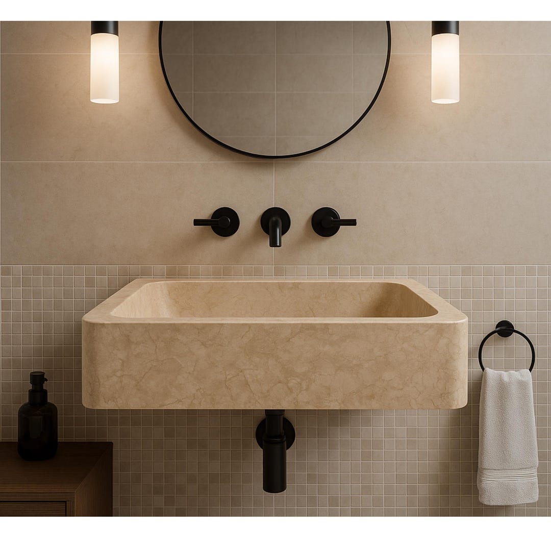 Handcrafted Emperador Marble Vessel Sink: Customizable Bathroom Vanity
