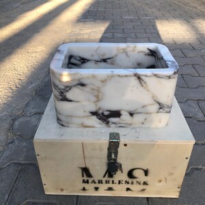 Calacatta Viola Marble Sink, Custom Order Marble Sink, Marble Washbasin, Powder Room sink, Hand Carved Sink, Wall Mounted Sink