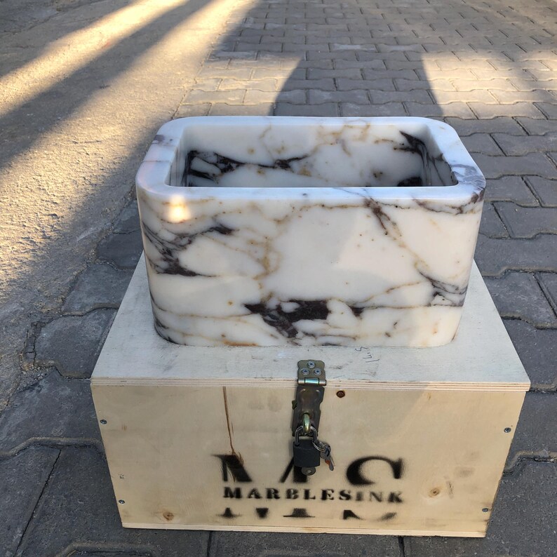 Calacatta Viola Marble Sink, Custom Order Marble Sink, Marble Washbasin, Powder Room sink, Hand Carved Sink, Wall Mounted Sink
