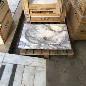 Calacatta Viola Marble Sink, Floating Sink, Marble Sink Vanity, Powder Room Sink, Wall Mounted Sink, Sink Top, Sink for Bathroom, Marble