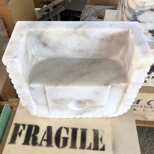 Calacatta Viola Marble Sink, Wall Mounted Bathroom Vanity, Mini Vanity Sink, Luxury Bathroom Vanity Sink