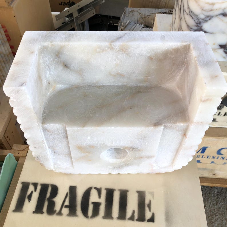 Calacatta Viola Marble Sink, Wall Mounted Bathroom Vanity, Mini Vanity Sink, Luxury Bathroom Vanity Sink