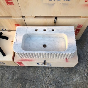 Elegant Bathroom Sink Wall Mount Marble Sink Marble Bathroom Sink Powder Room Sink Top Natural Stone Carrara Marble Sink Custom Vanity