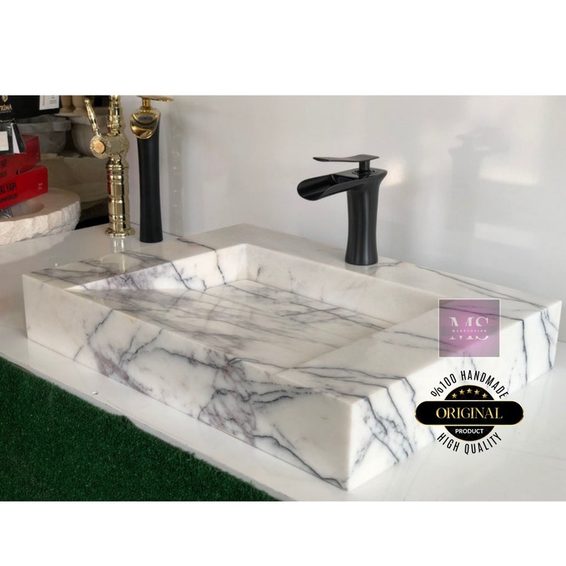 Customizable White Marble Sink – Handcrafted Elegance for Luxurious Bathrooms Handmade Carrara Marble Wall-Mounted Sink: Bespoke Luxury Bathroom Vanity