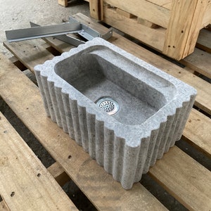 Travertin Bathroom Sink Wall Mount Marble Sink Marble Bathroom Sink Powder Room Sink Natural Stone Sink Silver Travertine Sink Custom Vanity