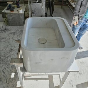 Elegant Bathroom Sink Wall Mount Marble Sink Marble Bathroom Sink Powder Room Sink Top Natural Stone White Marble Sink Custom Vanity