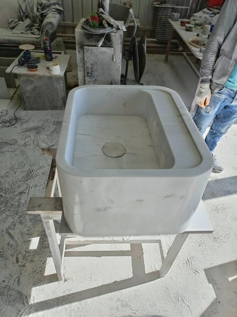 Elegant Bathroom Sink Wall Mount Marble Sink Marble Bathroom Sink Powder Room Sink Top Natural Stone White Marble Sink Custom Vanity
