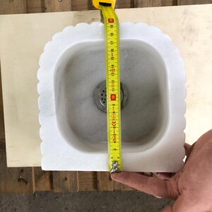 Small Bathroom Sink, Carrara White Marble Sink, Farmhouse Sink, Vanity Sink, Perfect for Small Spaces, Tiny Bathroom or Kitchen Vanity