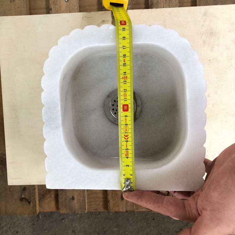 Small Bathroom Sink, Carrara White Marble Sink, Farmhouse Sink, Vanity Sink, Perfect for Small Spaces, Tiny Bathroom or Kitchen Vanity