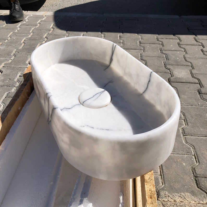 Elegant Bathroom Sink Wall Mount Marble Sink Marble Bathroom Sink Powder Room Sink Top Natural Stone Carrara Marble Sink Custom Vanity