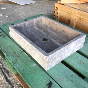 Handcrafted Travertine Sink: Split Face Rustic Bathroom Stone Sink