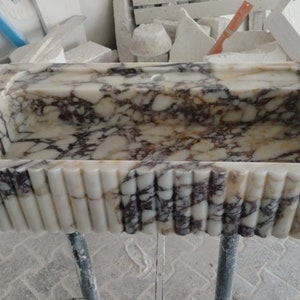 Calacatta Viola Marble Sink, Stone Sink, Hand Carved Sink, Marble Sink, Round Corner, Wall Sink, Special Order Sink, Handmade Sink Vanity