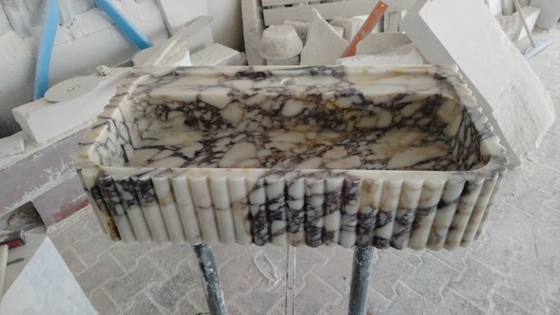 Calacatta Viola Marble Sink, Stone Sink, Hand Carved Sink, Marble Sink, Round Corner, Wall Sink, Special Order Sink, Handmade Sink Vanity