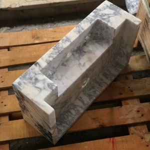 Calacatta Viola Marble Sink, Floating Sink With Backsplash, Marble Sink Vanity, Powder Room Sink, Wall Mounted Sink, Bathroom Sink #etsy