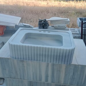 Elegant Bathroom Sink Wall Mount Marble Sink Marble Bathroom Sink Powder Room Sink Top Natural Stone Carrara Marble Sink Custom Vanity