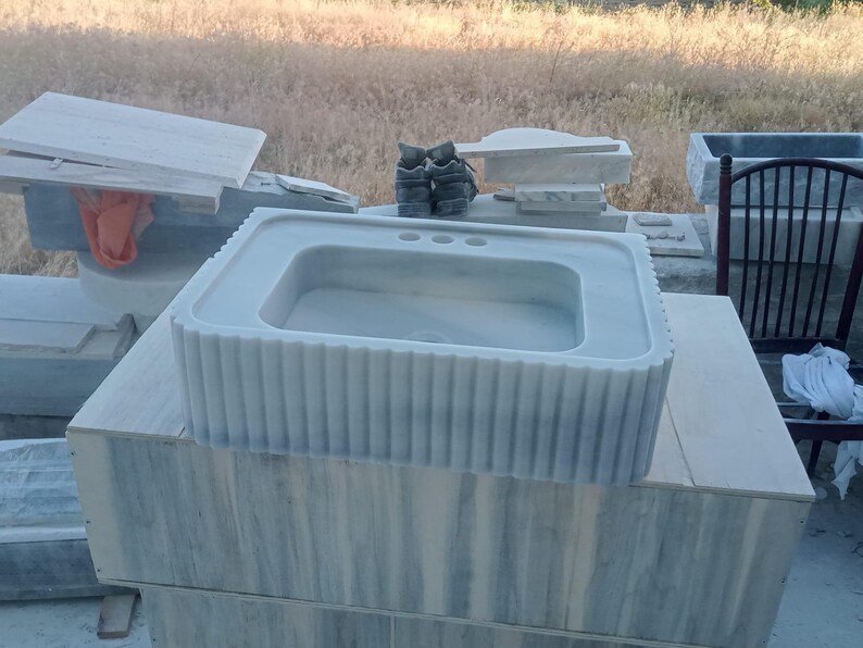 Elegant Bathroom Sink Wall Mount Marble Sink Marble Bathroom Sink Powder Room Sink Top Natural Stone Carrara Marble Sink Custom Vanity