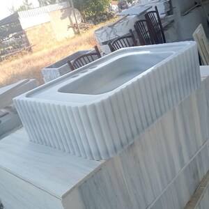 Elegant Bathroom Sink Wall Mount Marble Sink Marble Bathroom Sink Powder Room Sink Top Natural Stone Carrara Marble Sink Custom Vanity