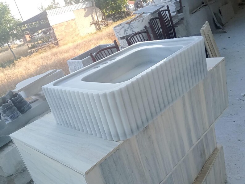 Elegant Bathroom Sink Wall Mount Marble Sink Marble Bathroom Sink Powder Room Sink Top Natural Stone Carrara Marble Sink Custom Vanity