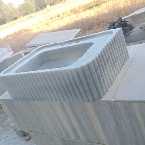 Elegant Bathroom Sink Wall Mount Marble Sink Marble Bathroom Sink Powder Room Sink Top Natural Stone Carrara Marble Sink Custom Vanity