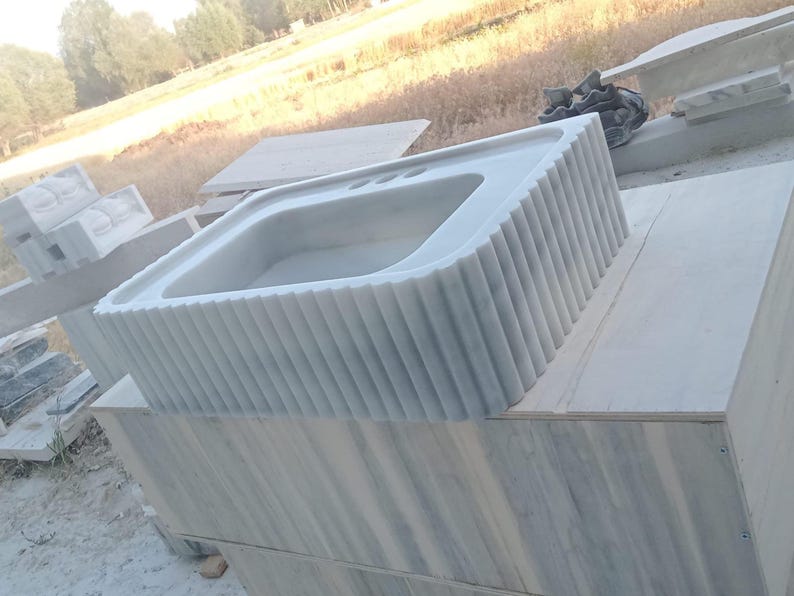Elegant Bathroom Sink Wall Mount Marble Sink Marble Bathroom Sink Powder Room Sink Top Natural Stone Carrara Marble Sink Custom Vanity