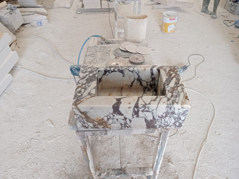 Elegant Bathroom Sink Wall Mount Marble Sink Marble Bathroom Sink Powder Room Sink Top Natural Stone Calacatta Marble Sink Custom Vanity