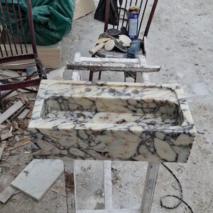 Calacatta Marble Bathroom Sink  Custom Floating Wall Mounted Luxury Basin