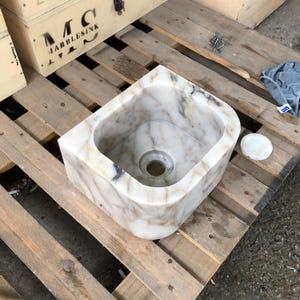 Calacatta Gold Marble Sink, Wall Mounted Marble Sink, Bathroom Wash Basin, Kitchen Sink, Powder Room Marble Sink