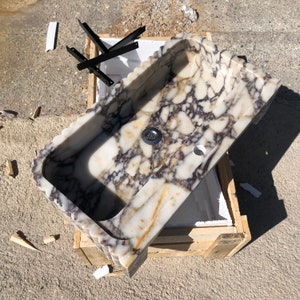 Calacatta Viola Marble Sink, Stone Sink, Hand Carved Sink, Marble Sink, Round Corner, Wall Sink, Special Order Sink, Handmade Sink Vanity