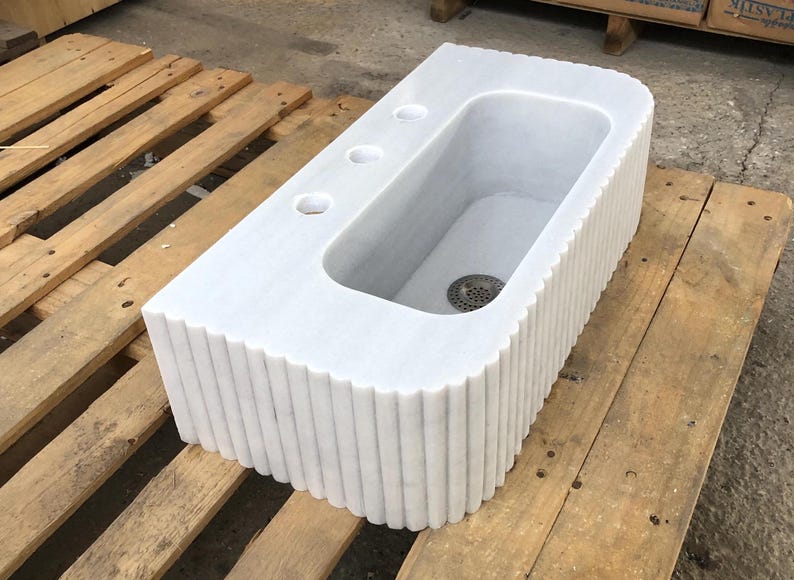 Bathroom Sink, 100% Genuine Stone Marble Sink , High-Quality Washbasin - Customizable Bathroom Vanity Sink for Real Interior Designers