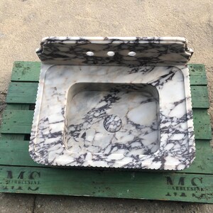 Calacatta Viola Marble Sink, Grooved Front, Hand Carved Sink, Marble Sink, Round Corner, Wall Sink, Special Order Sink, Sink Vanity