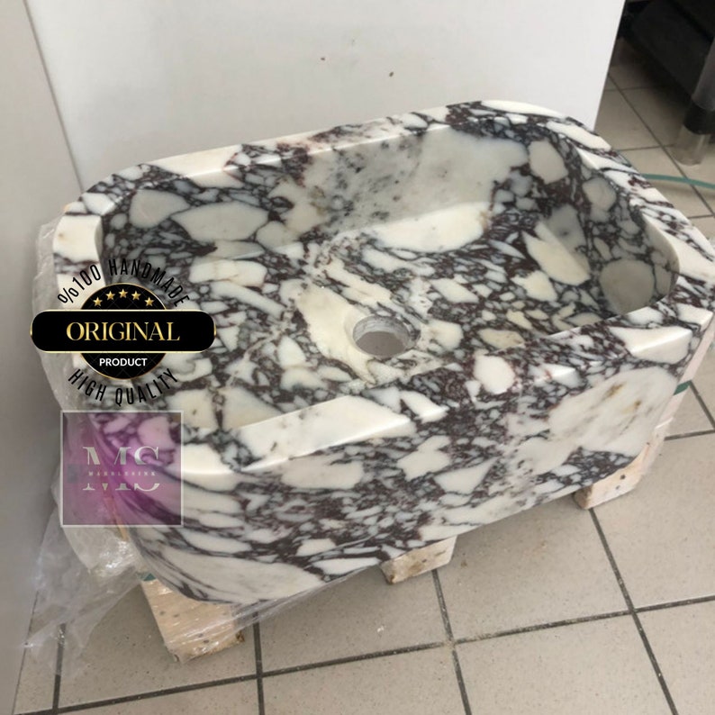 Hand-crafted Calacatta Marble Sink - Luxurious & Durable - Customizable