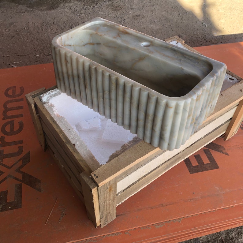 Calacatta Viola Marble Sink, Stone Sink, Hand Carved Sink, Marble Sink, Round Corner, Wall Sink, Special Order Sink, Sink Vanity