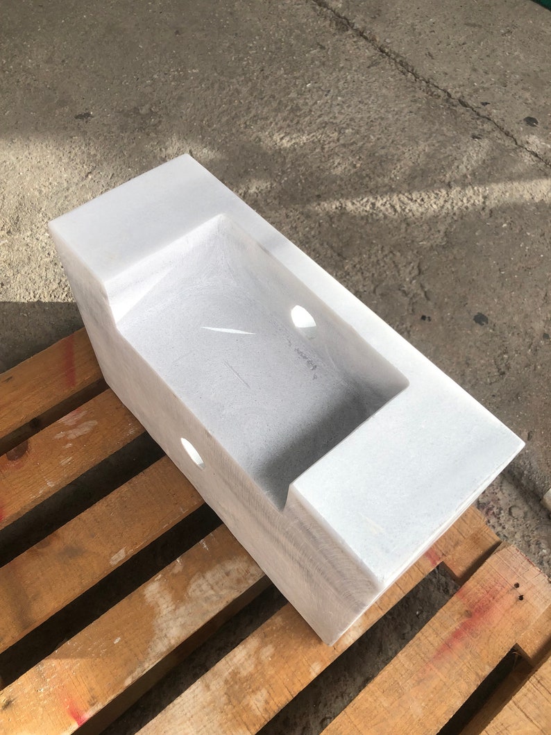 Gray Marble Sink Wall Mount Marble Sink Marble Bathroom Sink Powder Room Sink Custom Vanity Top Custom Marble Sink Bathroom Vanities