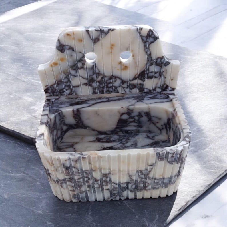 Stone Bathroom Sink Wall Mount Marble Sink Marble Bathroom Sink Powder Room Sink Top Natural Stone Calacatta Marble Sink Custom Vanity