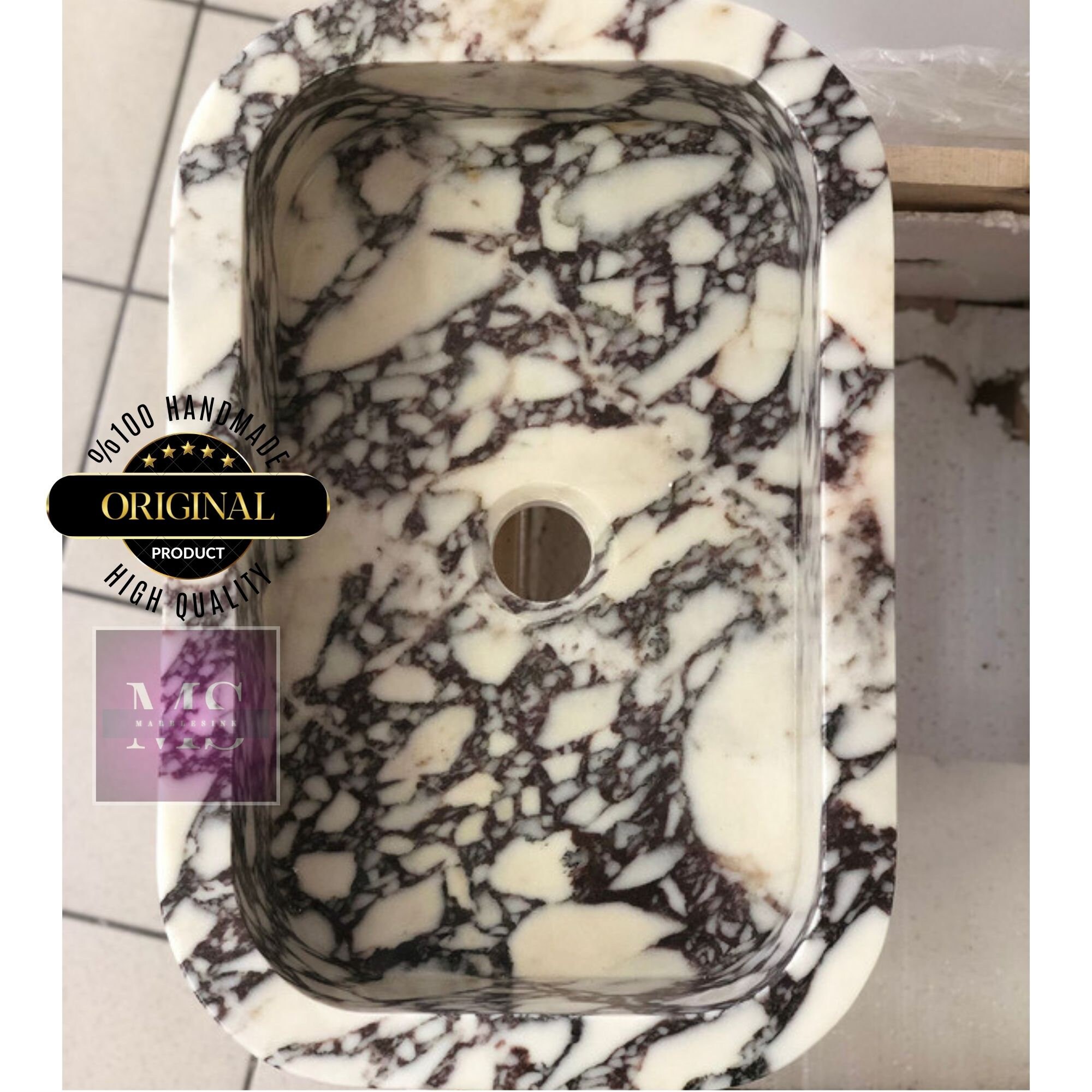 Calacatta Viola Marble Sink Custom Made Sink Powder Room Etsy