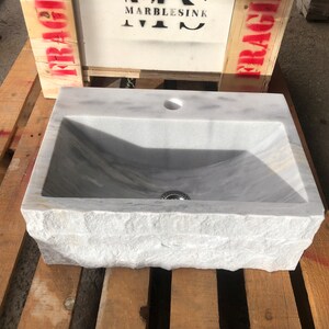 Gray Marble Sink Wall Mount Marble Sink Marble Bathroom Sink Powder Room Sink Custom Vanity Top Custom Marble Sink Bathroom Vanities
