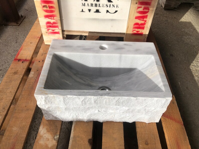 Gray Marble Sink Wall Mount Marble Sink Marble Bathroom Sink Powder Room Sink Custom Vanity Top Custom Marble Sink Bathroom Vanities