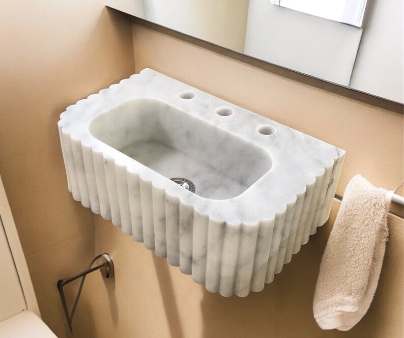 #HandCarvedSink #CarraraMarbleSink #CustomizableVanityTop #CustomizableSink #BathroomSink #PowderRoomSink #FarmhouseSink #RareUniqueItem #WallMountSink #VesselSink #NaturalStoneSink #LuxuryBathroomSink #ElegantBathroomDecor